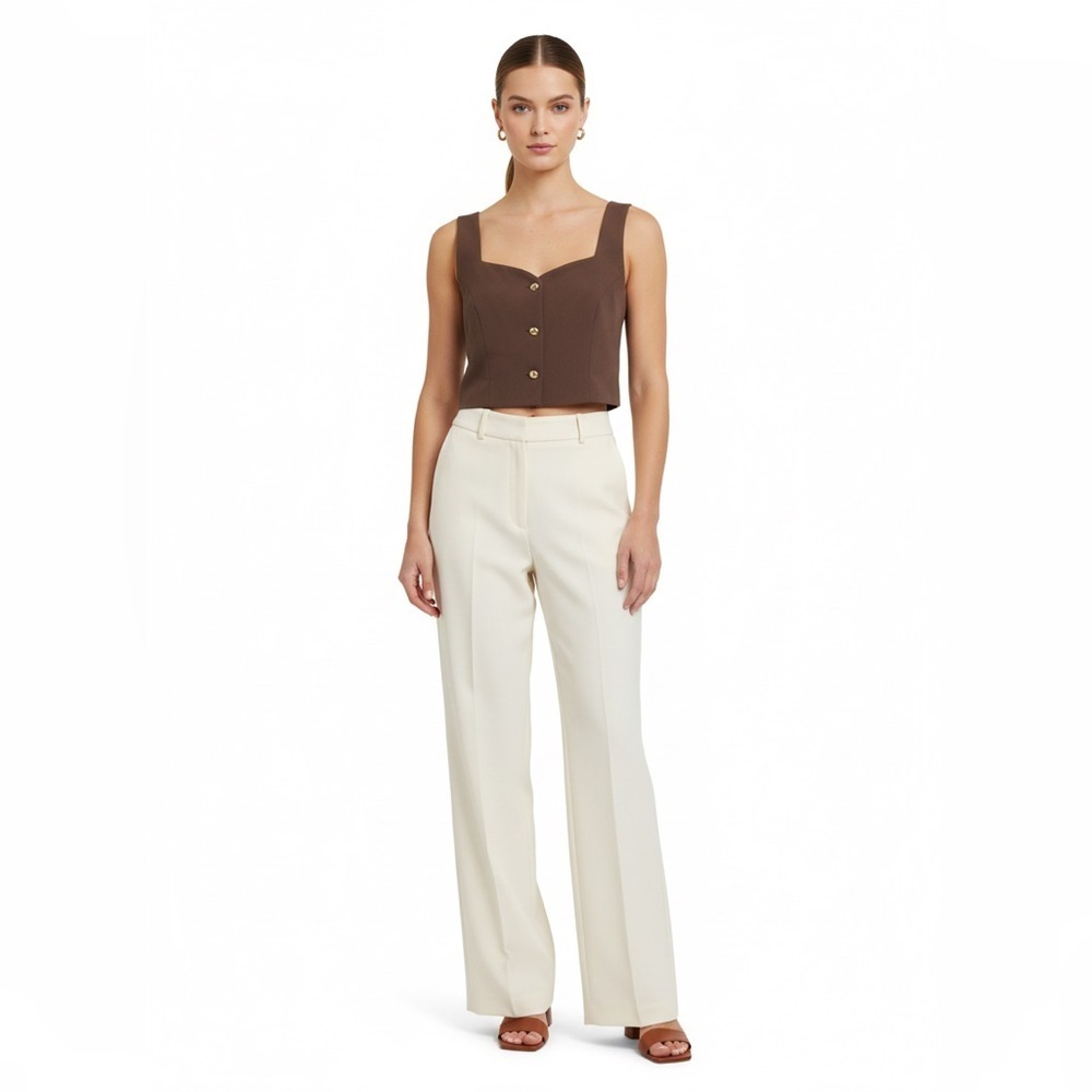 Sincerely Jules Mocha Brown Button Front Crop Top Size M